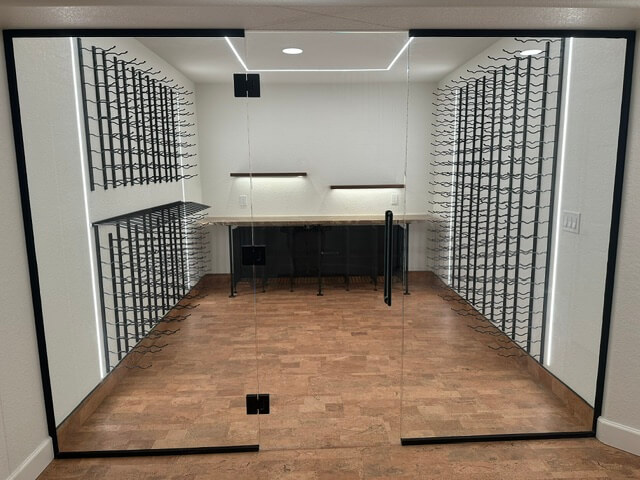 Temp controlled and stores over 500 bottles of wine